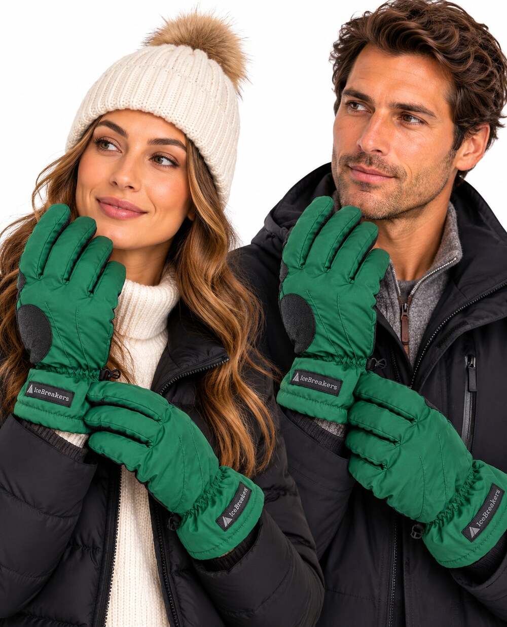 Grandoe IceBreakers PrimaLoft Insulated Ski Snow Gloves Green Black Size M